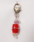 coral clear quartz and fluorite pawmulet help with kidney and bladder